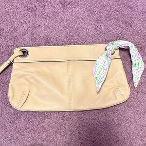 Coach Beige Wristlet with Scarf Accent